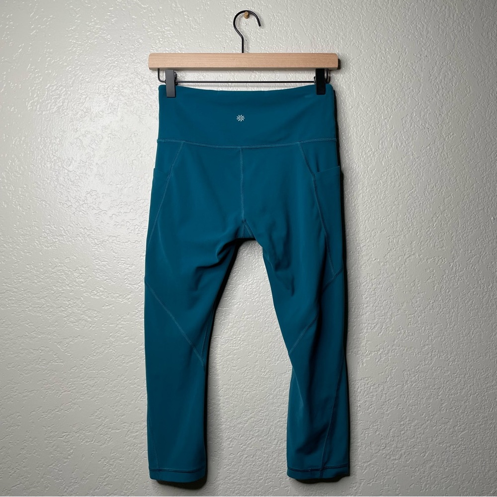 Athleta Blue Workout Leggings Crop 3 Pockets - Picture 6 of 12